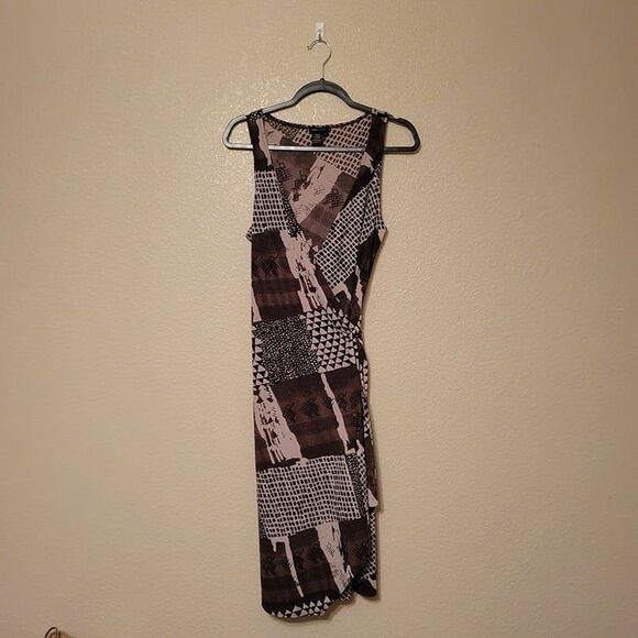 BCBGMAXAZRIA	Womens Dress Brown M Wrap Around Tie Animal Print Sleeveless - Picture 4 of 7